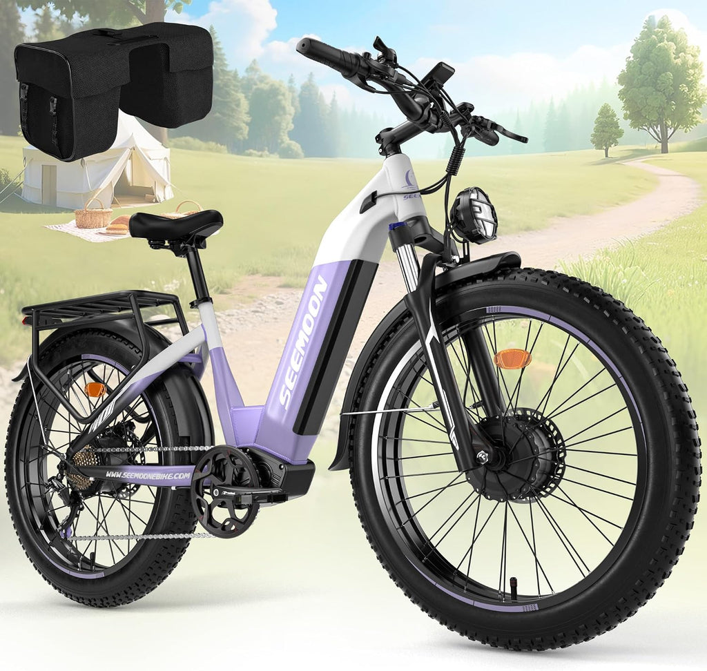 Seemoon 4000W Dual Motor Electric Bike, 38 MPH Ebikes for Adults with 52V 1040Wh Removable Battery, 26' Fat Tires Fast Electric Bike Up to 105 Miles Range, Ideal for Road Sand Snow SM1
