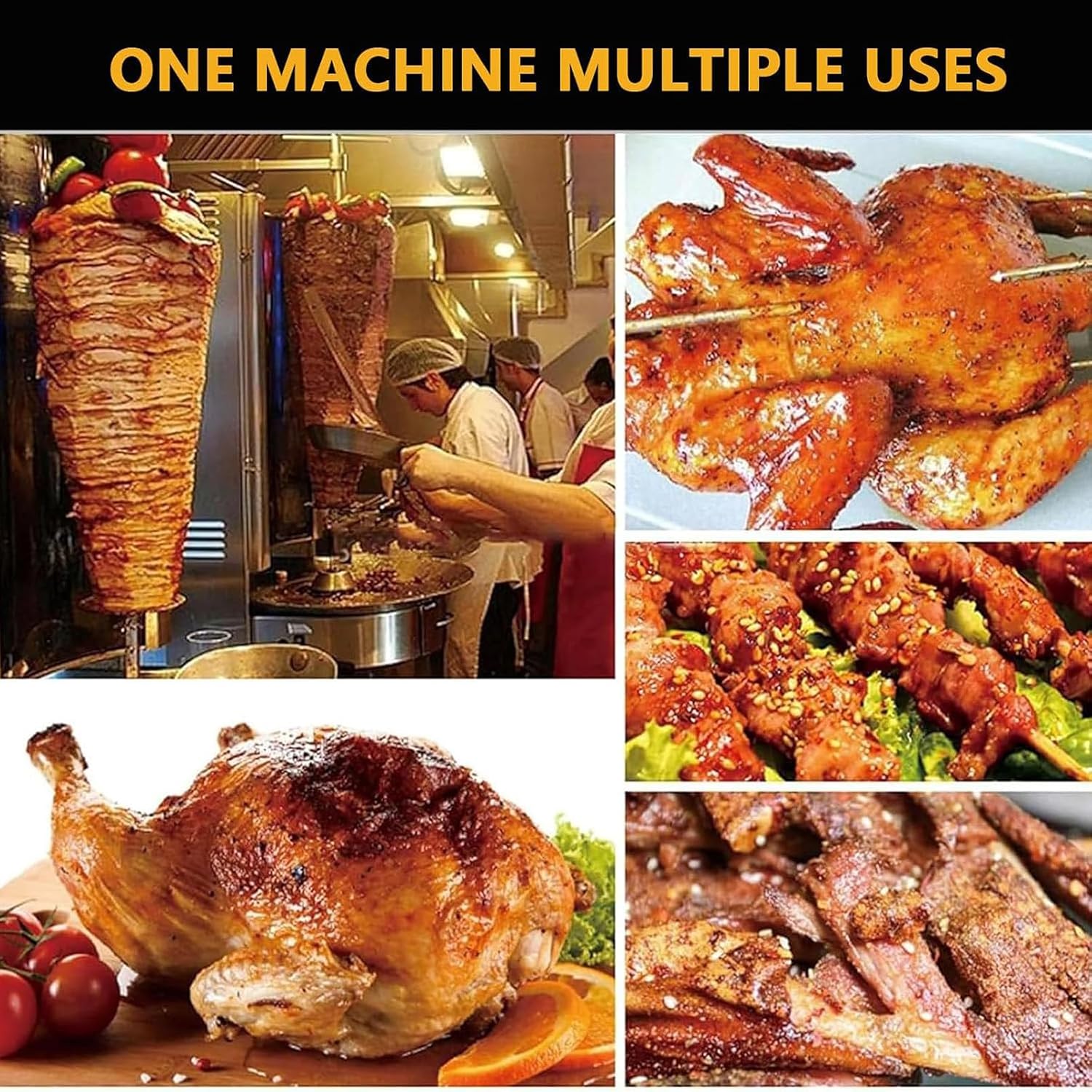 Electric Grill Electric Kebab Machine Electric Kebab Grill Gyro Machine 2 Heating Tubes Electric Kebab Grill Table Grill BBQ Döner Automatic Rotating Grill Machine 50-300℃