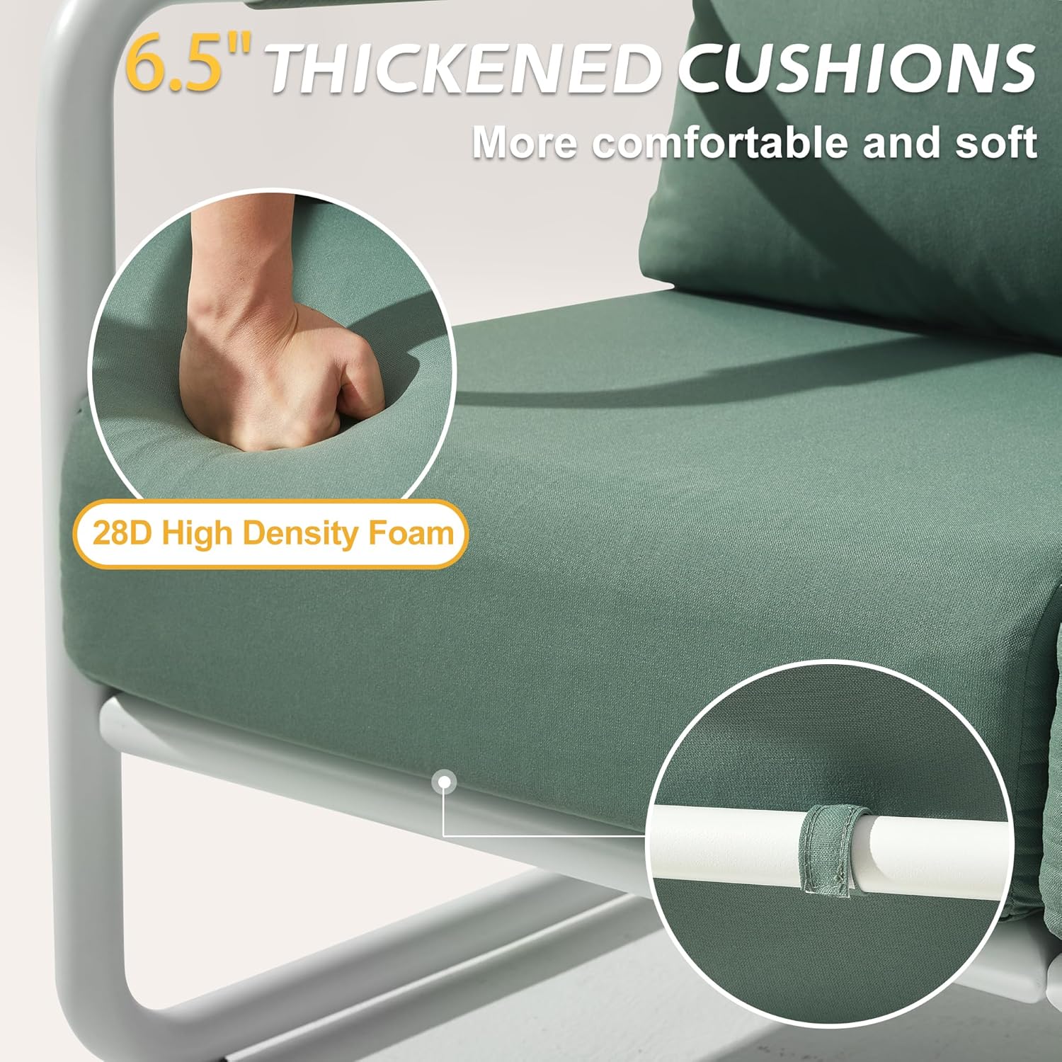 3 Piece Patio Outdoor Aluminum Swivel Rocking Chair with Coffee Table and 6.7' Thickened Cushions, All Weather Outdoor Furniture Chairs for Garden, Poolside, Deck-White