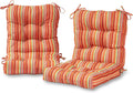Greendale Home Fashions Outdoor 42x21-inch Seat/Back Chair Cushion (Set of 2), Coral Stripe