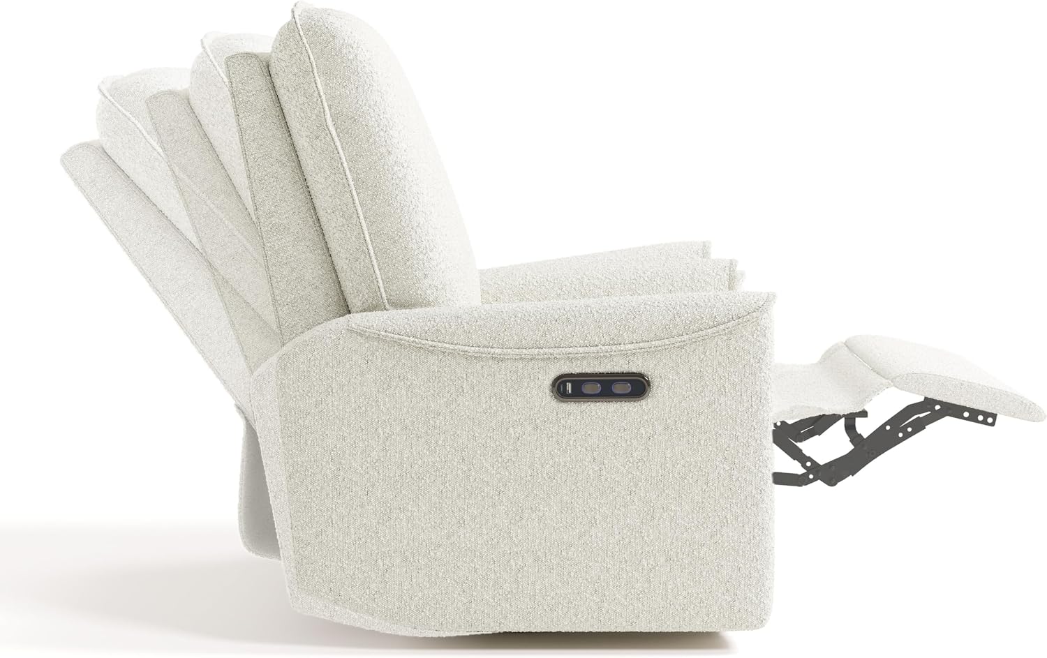 Storkcraft Santos Deluxe Power Recliner Swivel Glider, Premium Electronic Nursery Rocking Chair, Oeko-TEX 100 Certified, Includes Dual-USB Charging Port with USB-A & USB-C – (Ivory Boucle)