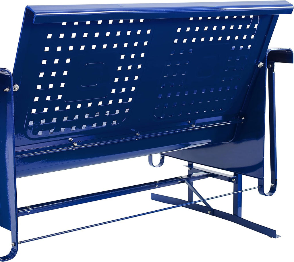 Crosley Furniture Bates Retro Metal Outdoor Loveseat Glider, 2-Person Rocking Patio Bench for Porch, Deck, Navy Gloss