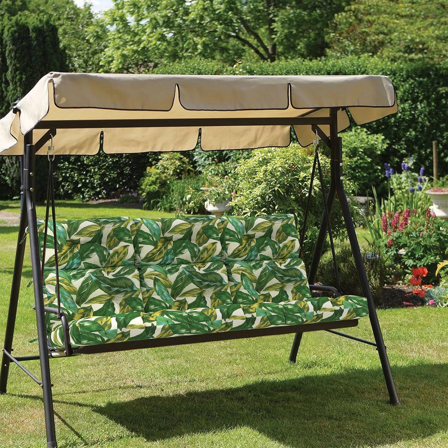 Outdoor High Back Patio Chair Cushions, Fade Resistant & Waterproof Tufted Seat and Back Cushions for Patio Furniture, Patio Chair Cushions 44x22 Inch, Set of 2, Lush Leaf Jungle