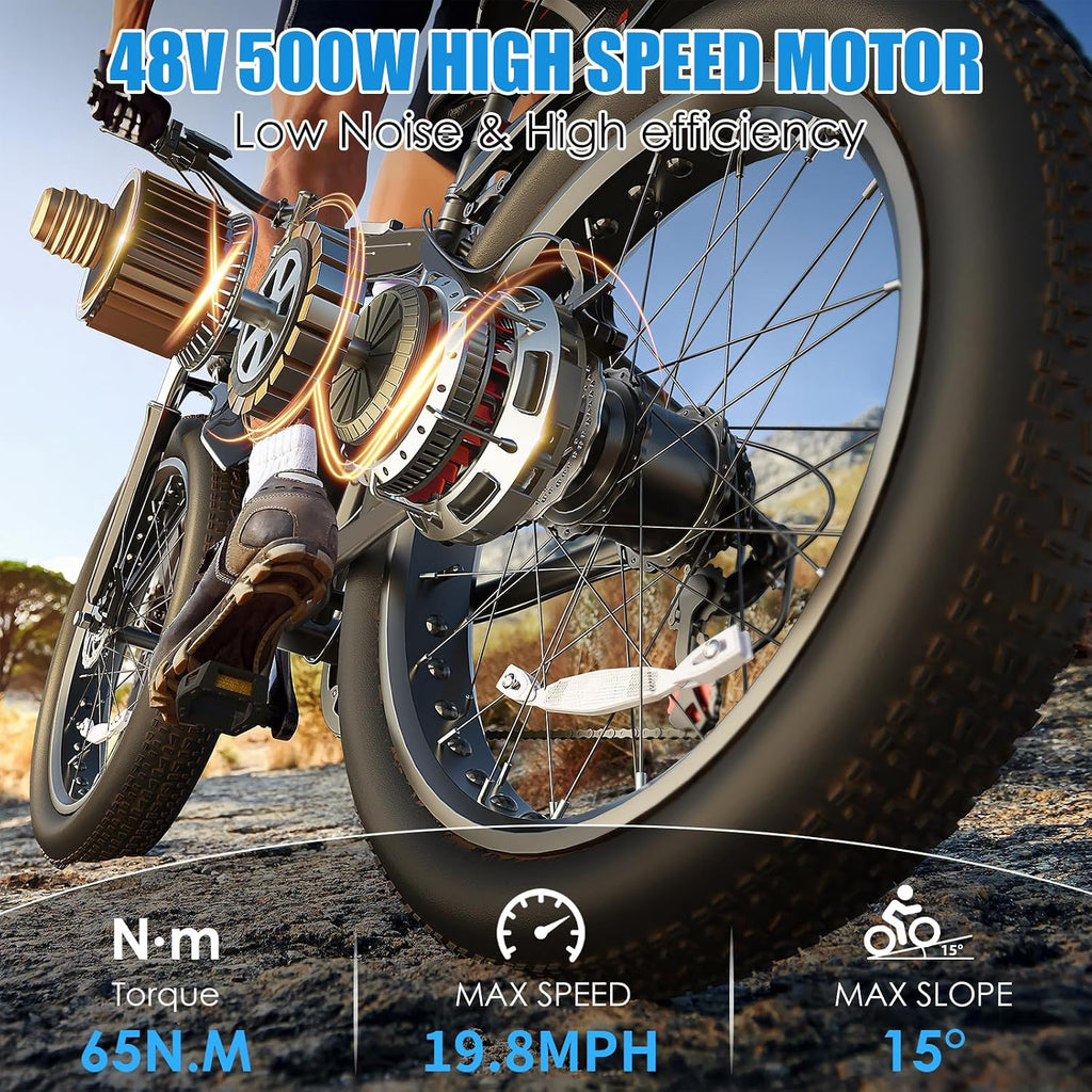 GOCIO 26' Fat Tire Electric Bike for Adults - 48V 750W Powerful Motor, 40 Miles Range, Dual Suspension, All-Terrain E-Bike