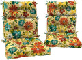 DYTXIII Outdoor High Back Chair Cushions Set of 2, Water Repellent Tufted Rocking Seat Cushions Replacement 44 x 22 Inch, Seat & Back Chair Pads for Patio, Balcony and Indoor Use -Flower Multi