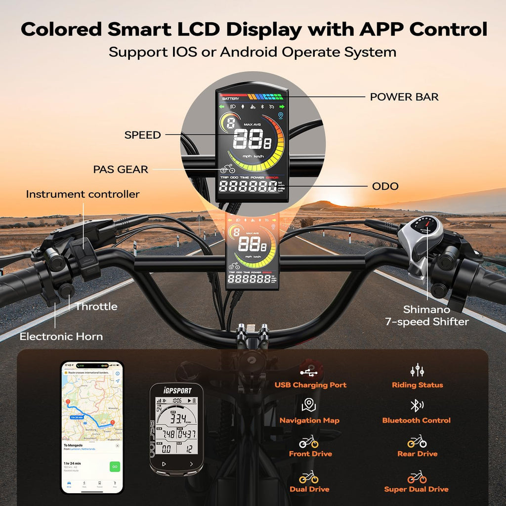 EUYBIKE Electric Bike for Adults, 2000W/3000W Peak Single/Double Motor with 48V/52V 25AH/30AH Battery, 20'x4.0' Fat Tires 35MPH/37MPH Ebike, Dual Hydraulic Disc Brake Full Suspension Electric Bicycle