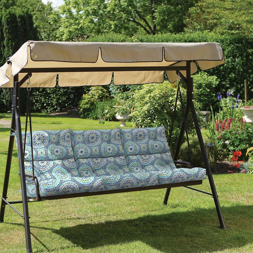Outdoor High Back Patio Chair Cushions, Tufted Rocking Chair Cushions, Adirondack Cushions for Garden Porch Home Office Chairs Use, 44' x 22' x 4', 2 Pack, Delancey Lagoon