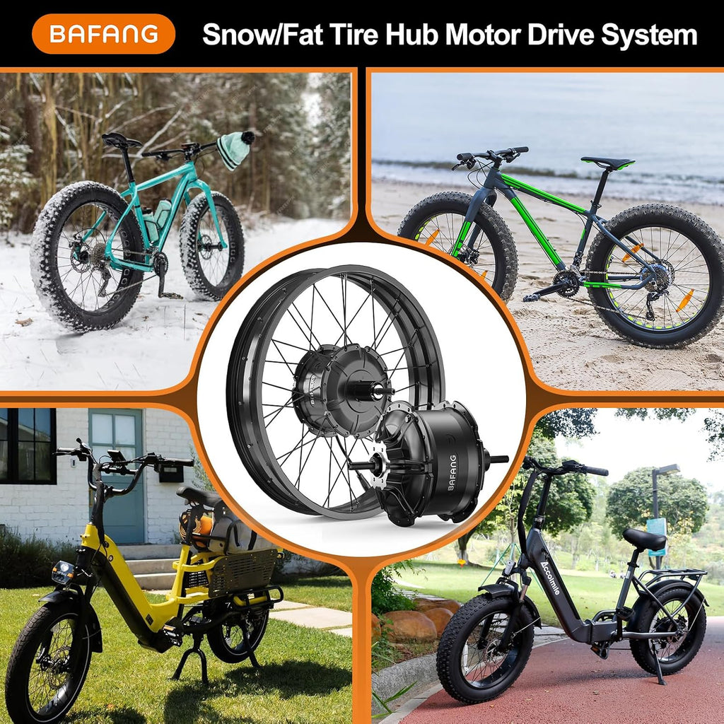 BAFANG 48V 1000W Fat Tire EBike Conversion Kit - Dominate Winter Terrain with High-Torque Rear Hub Motor for 20'/26' Wheels in Deep Snow, Includes Display & Battery（Optional）