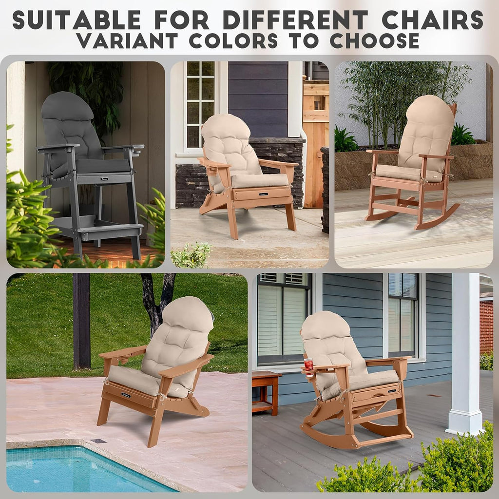 FUNBERRY Patio Chair Cushions Set of 4, Thicken Comfy Cushions for Rocker Non Slip Fade Shield Waterproof High Back with Ties