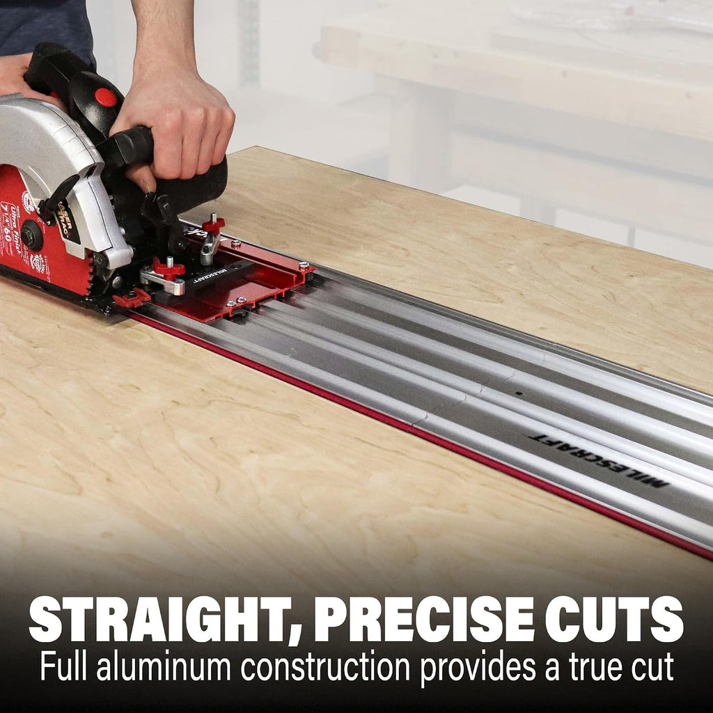 Milescraft 1409 Track Saw Guide - Universal for 7-1/4' Circular Saws, 50' Cutting Range, 2' Depth, Aluminum