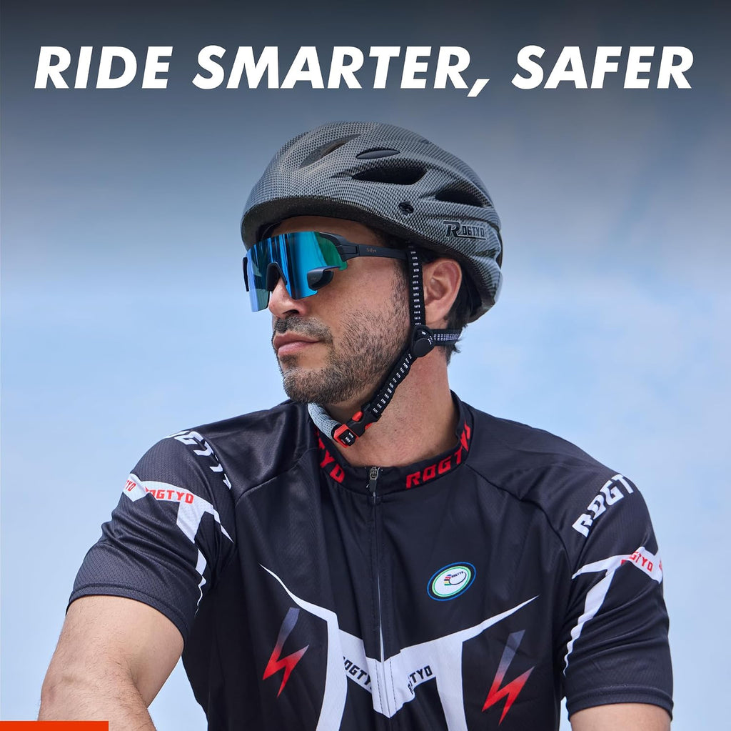 TriEye Cycling Glasses with Rear-view Mirror - Sports Sunglasses for Men & Women - UV-400 Protection