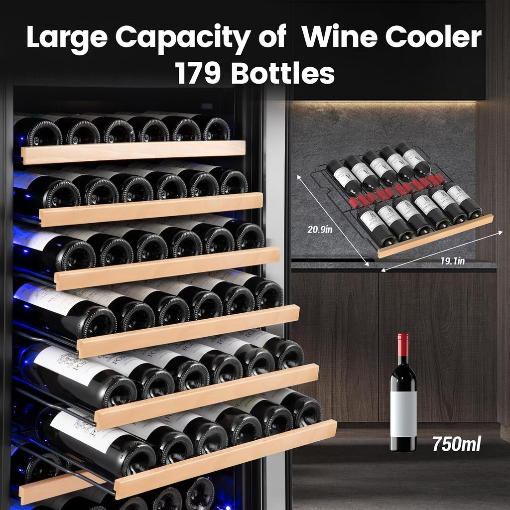 Velivi 24 Inch Wine Cooler Refrigerator Freestanding, Large Tall Built-in 154-Bottles Wine Fridge, Large Capacity Wine Cellar For Wine Collection, Wine Lovers