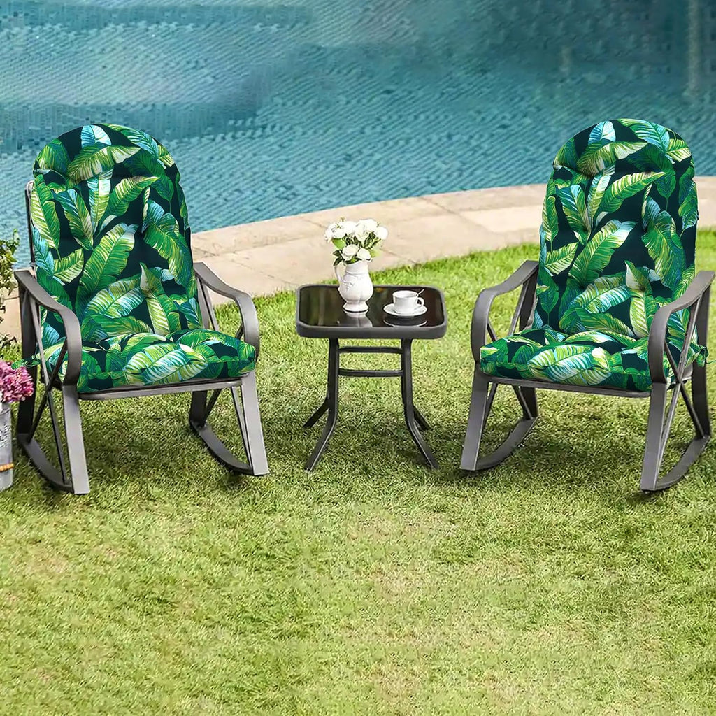 LVTXIII Outdoor Adirondack Chair Cushions, 44x19x4 Inch Non-Slip High Back Rocking Chair Cushion, Tufted Seat Cushion for Patio Furniture, Set of 2, Hanalei Lagoon