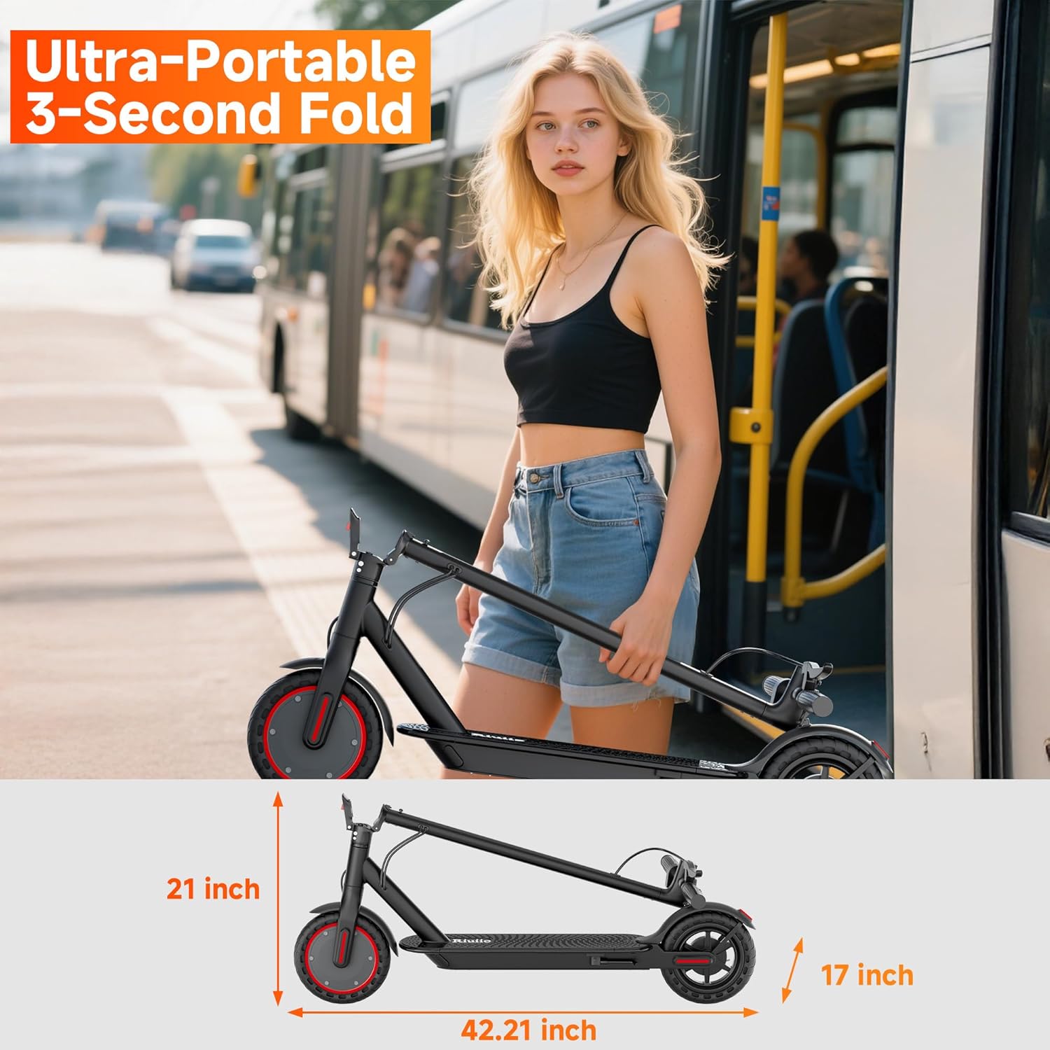 Electric Scooter, 350W-500W Motor, 9 MPH to 22MPH, 10-41 Miles Range, Dual Suspension, Dual Braking, App Control, Foldable Commuter E Scooter for Adults and Teens