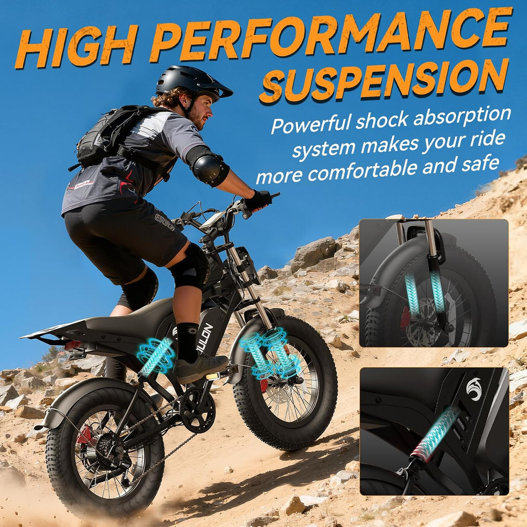 Ebikes for Adults, 1500/2000W Peak Motor, 17/20/23Ah Long Range Teens Electric Bike with Dual Hydraulic Brakes, 20' Fat Tire All-Terrain for Commuting E-Bicycle