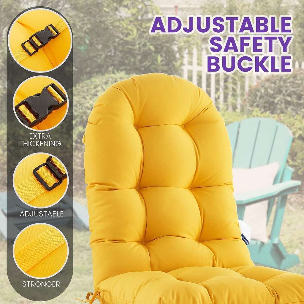 BLISSWALK Outdoor Adirondack Chair Cushions, Set of 2 Solid,Tufted Thick Seat & Round High Back Wicker Chair Cushions for Patio Furniture,48'x21'x4',Yellow