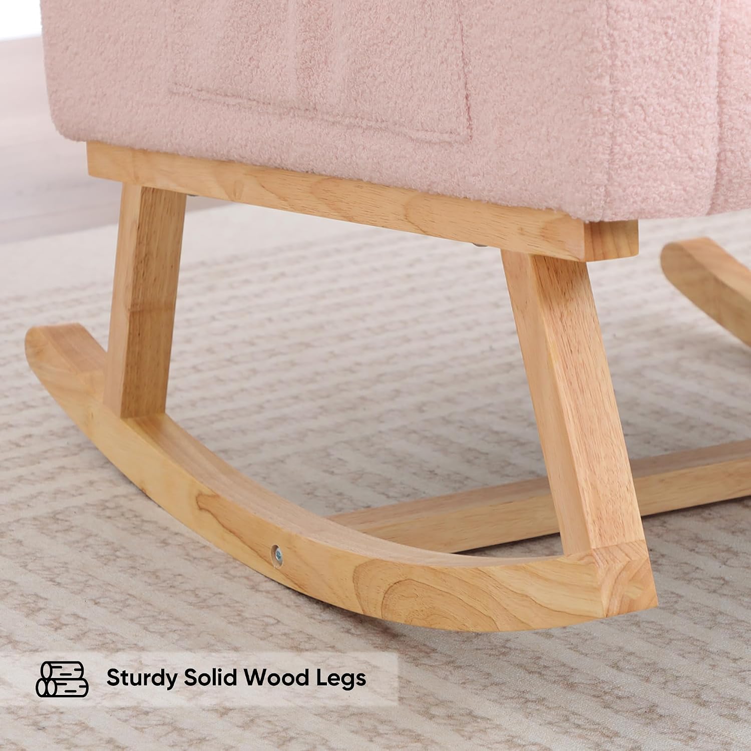 HCHAIRH Nursery Rocking Chair,Wingback Nursery Rocking Chairs,Nursing Glider Rocker Chair with High Back for Living Room Bedroom(Teddy Pink)