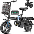 Electric Bike for Adults and Teens, Folding Ebike,Commuter City Foldable E Bike with 560W Motor and 48V 10Ah Battery, 24MPH Speed Pedals Assist, Dual Disc Brakes,14' Compact Electric Bicycles