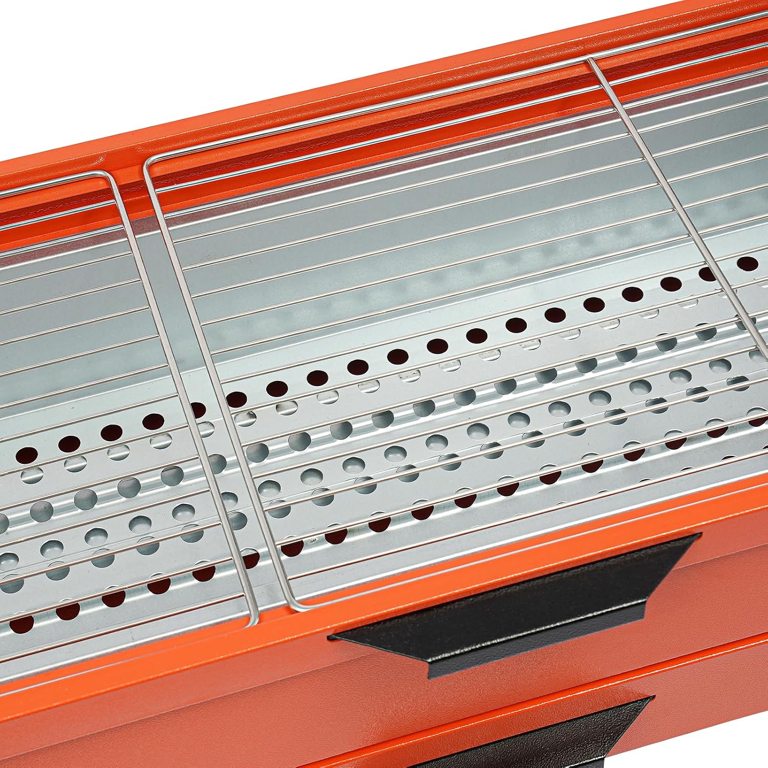 Portable Charcoal Grill Stainless Steel Barbecue Grill Camping Barbecue Grill with Detachable Table for Outdoor Cooking Camping Hiking Picnics(Orange, Silver, Black)