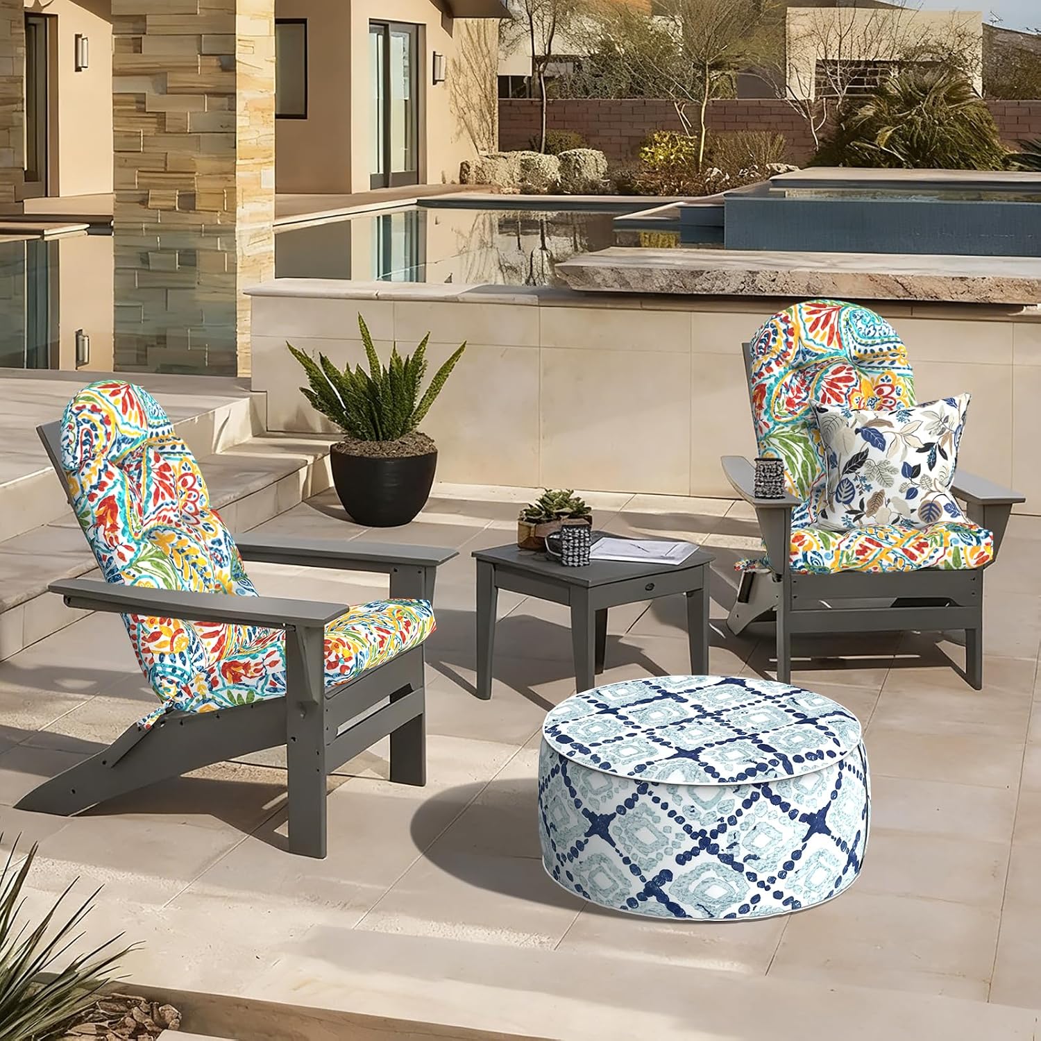 LVTXIII Outdoor Adirondack Chair Cushions, 44x19x4 Inch Non-Slip High Back Rocking Chair Cushion, Tufted Seat Cushion for Patio Furniture, Set of 2, Paisley Multi