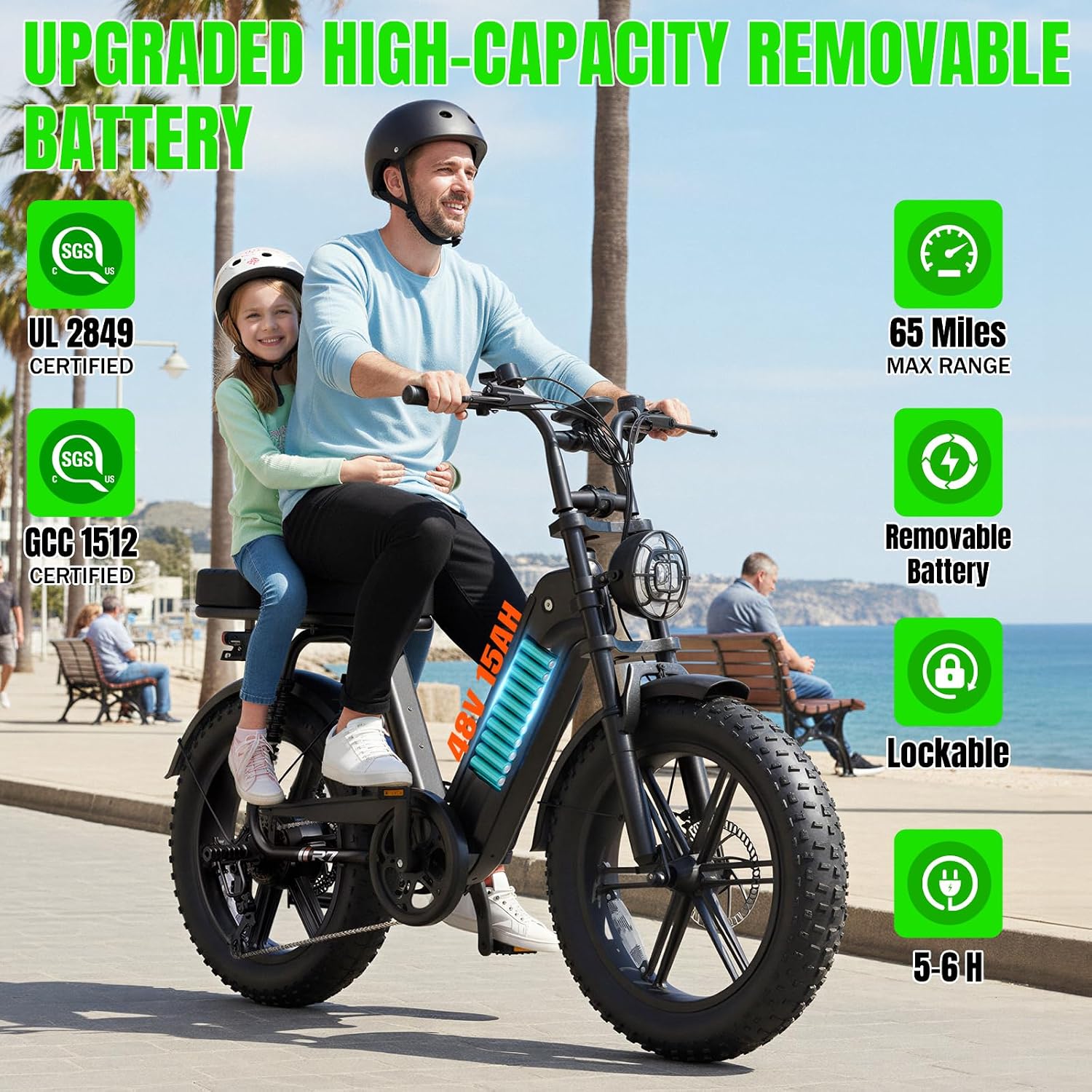 TST Electric Bike for Adults 1500W Peak 20' Fat Tire All-Terrain E-Bike 60 Miles Electric Dirt Bike for Road Sand Mountain Snow - 48V 15AH Battery Powered Electric Motorcycle for Adventure