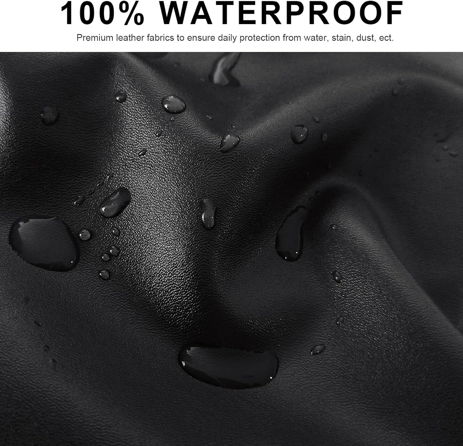 100% Waterproof PU Leather Sofa Slipcovers 8-Pieces Stretch Reclining Couch Covers for 2 Seat Anti-Slip Elastic Strap Furniture Protector for Kids, Pets (Black, 3 Seater)