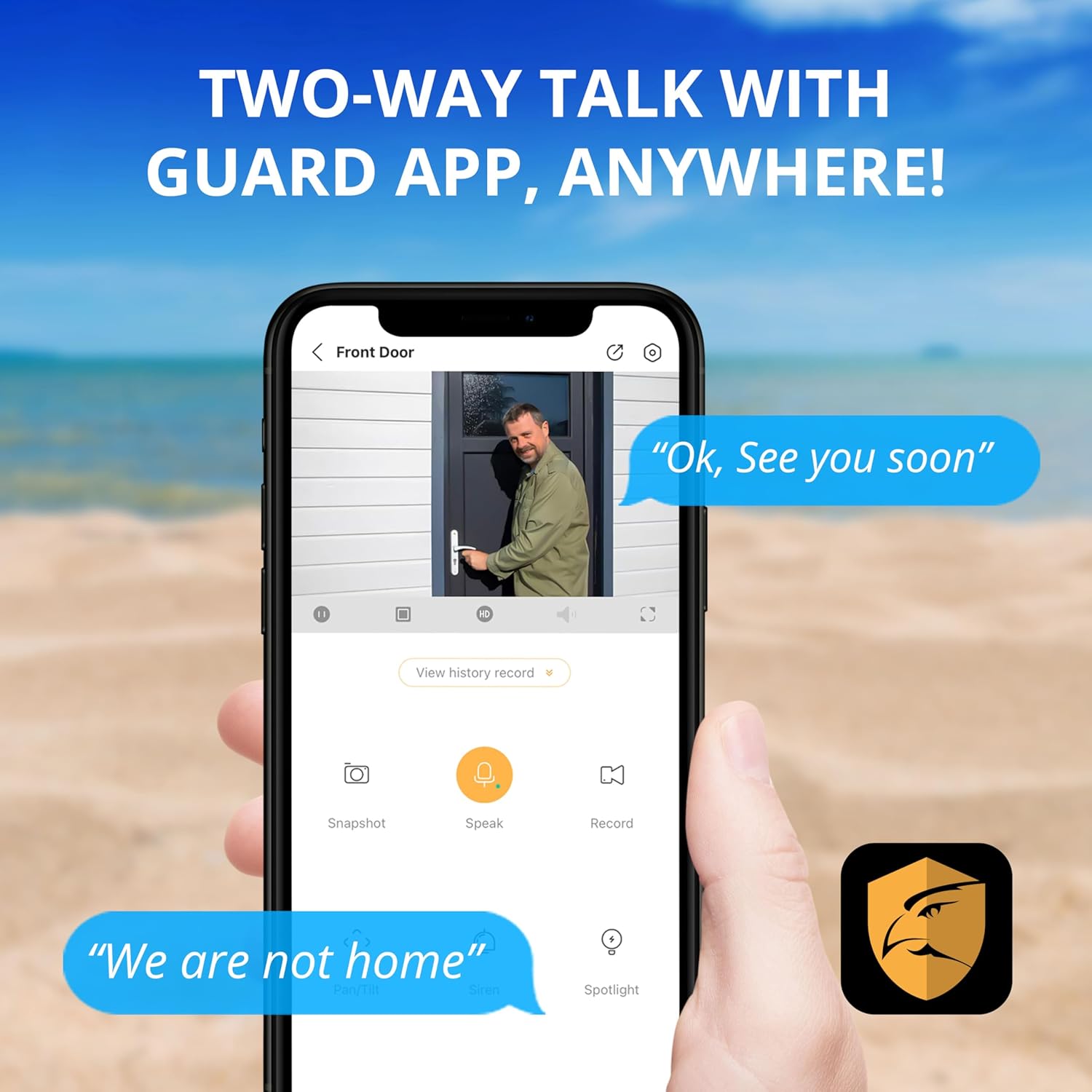 Defender AI Powered 4K Guard Pro 8MP WiFi 6, Plug-in Power Wireless Security Camera Outdoor, with Smart AI Human Detection, Bluetooth, Two-Way Talk, Works w/Guard App, 2 Pack