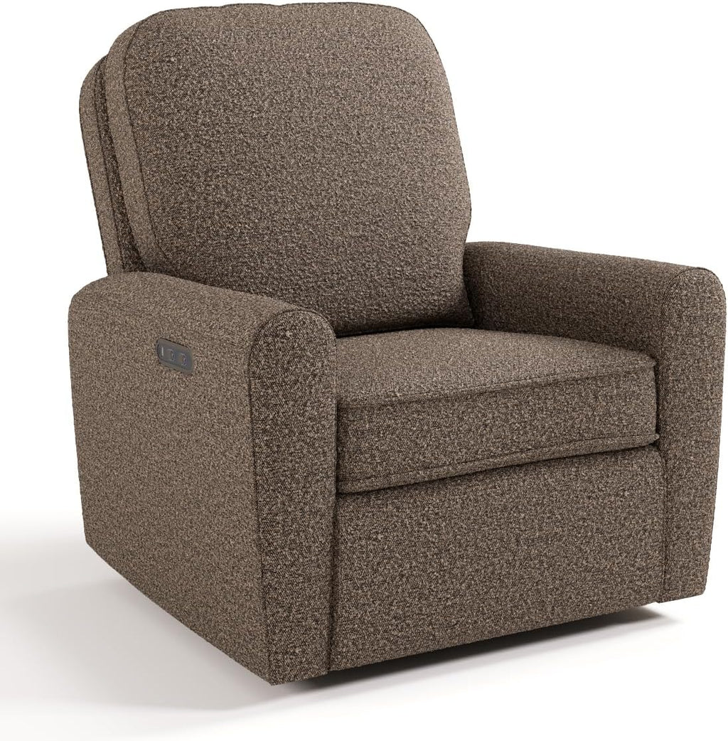 Storkcraft Amalfi Deluxe Power Recliner Swivel Glider – Premium Electronic Nursery Rocking Chair, Oeko-TEX 100 Certified, Includes Dual-USB Charging Port with USB-A & USB-C (Mountain Brown Boucle)