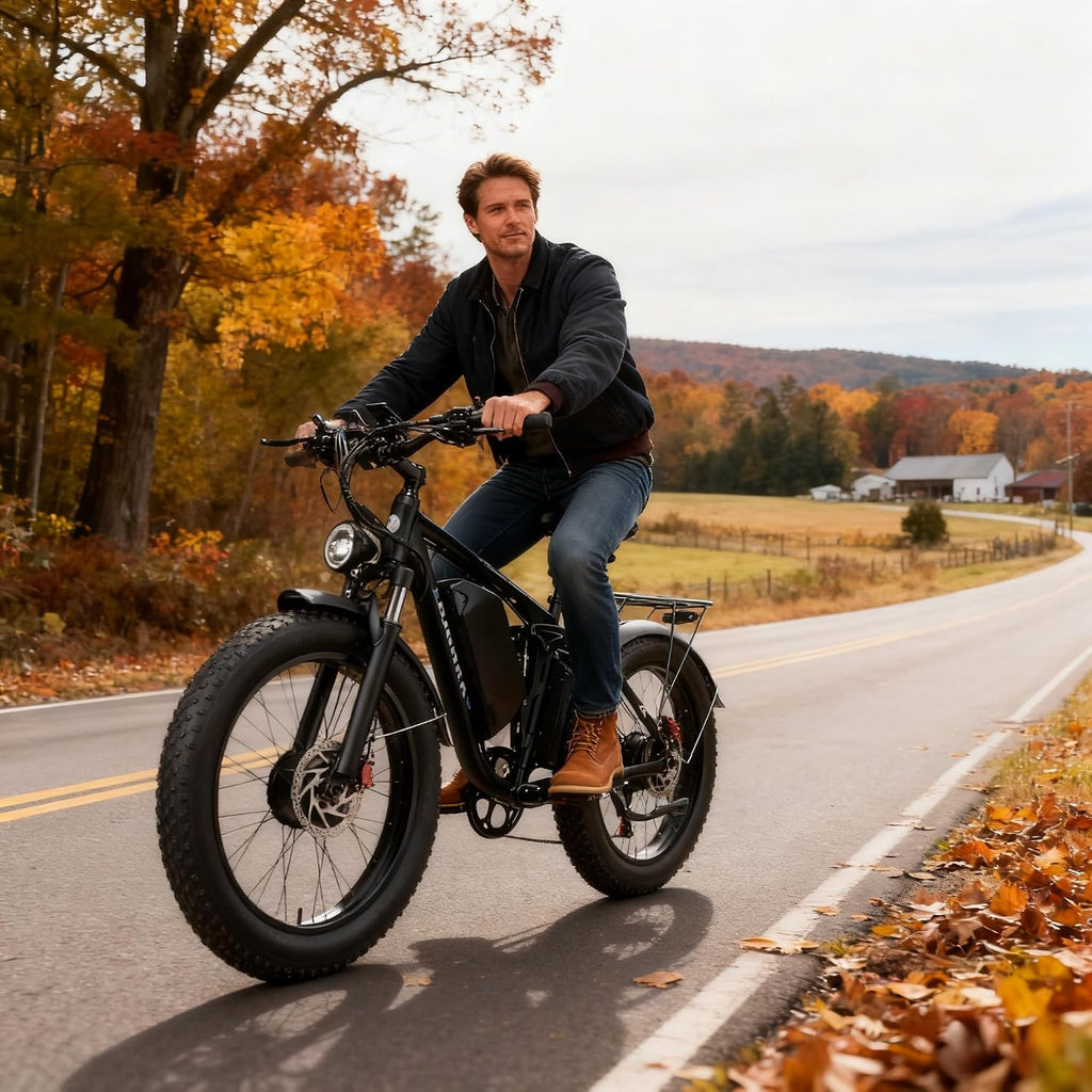 9000W Peak Dual Motor Electric Bike for Adults, 46MPH 100 Miles Long Range Ebike, 52V 34Ah Removable Battery, 7 Speed, Full Suspension 24' Fat Tire E-Bike for Mountain Off-Road Commuter Snow
