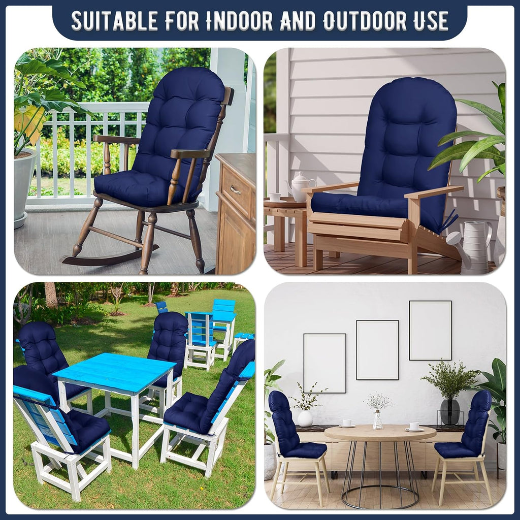 4 Pack Adirondack Chair Cushion, Waterproof Rocking Chair Cushion - Fade Resistant Patio Furniture Cushions, Thickened Patio Chair Pad for Outdoor and Indoor, 49x20x5 Inch