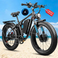 9000W Peak Dual Motor Electric Bike,52V 34Ah 1972Wh Ebike for Adults,42-47MPH Fast Ebike,Up to 105Miles 24' x4.0 Fat Tire Full Suspension Mountain Hunting E Bicycle for Sand Beach Off-Road