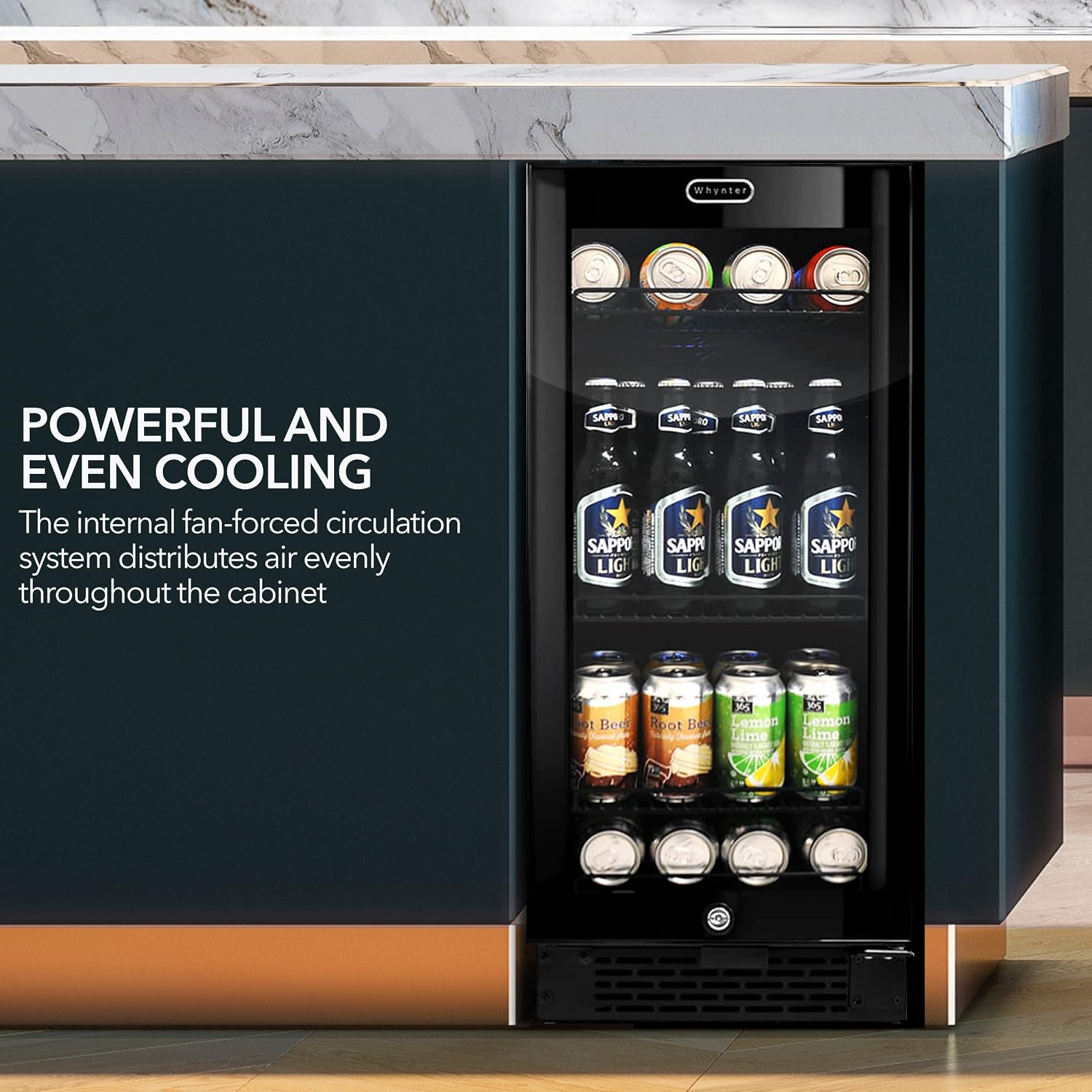 Whynter BBR-801BG Built Beverage Refrigerator and Cooler Mini Fridge with Glass Door with Lock, 3.0 Cubic Feet, Black, 100