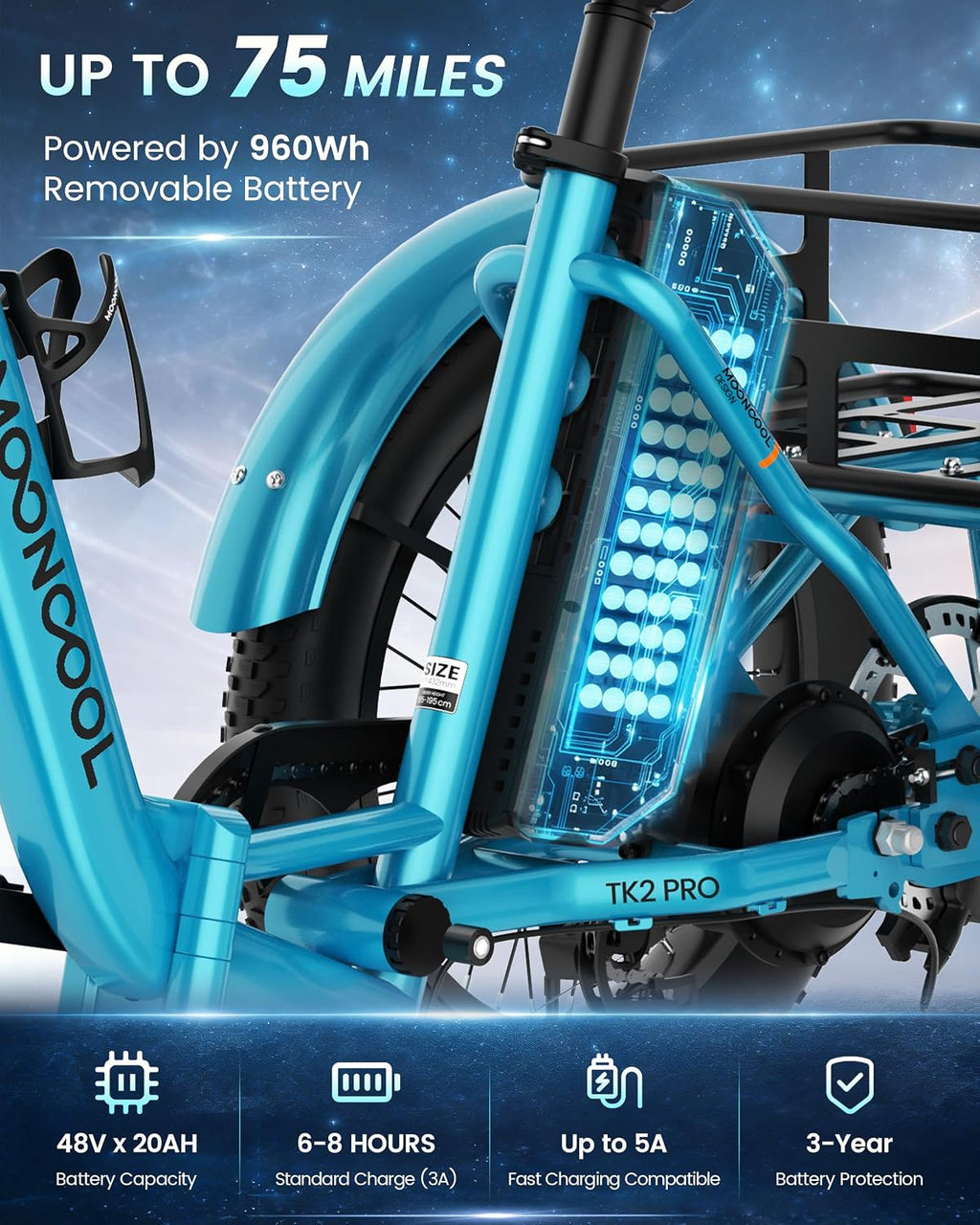 MOONCOOL Electric Trike for Adults, 500W/750W 48V Electric Tricycle for Adults, 20'x3.0' Fat Tire 3 Wheel Electric Bike, Folding Aluminum Adult Tricycle with Removable Battery