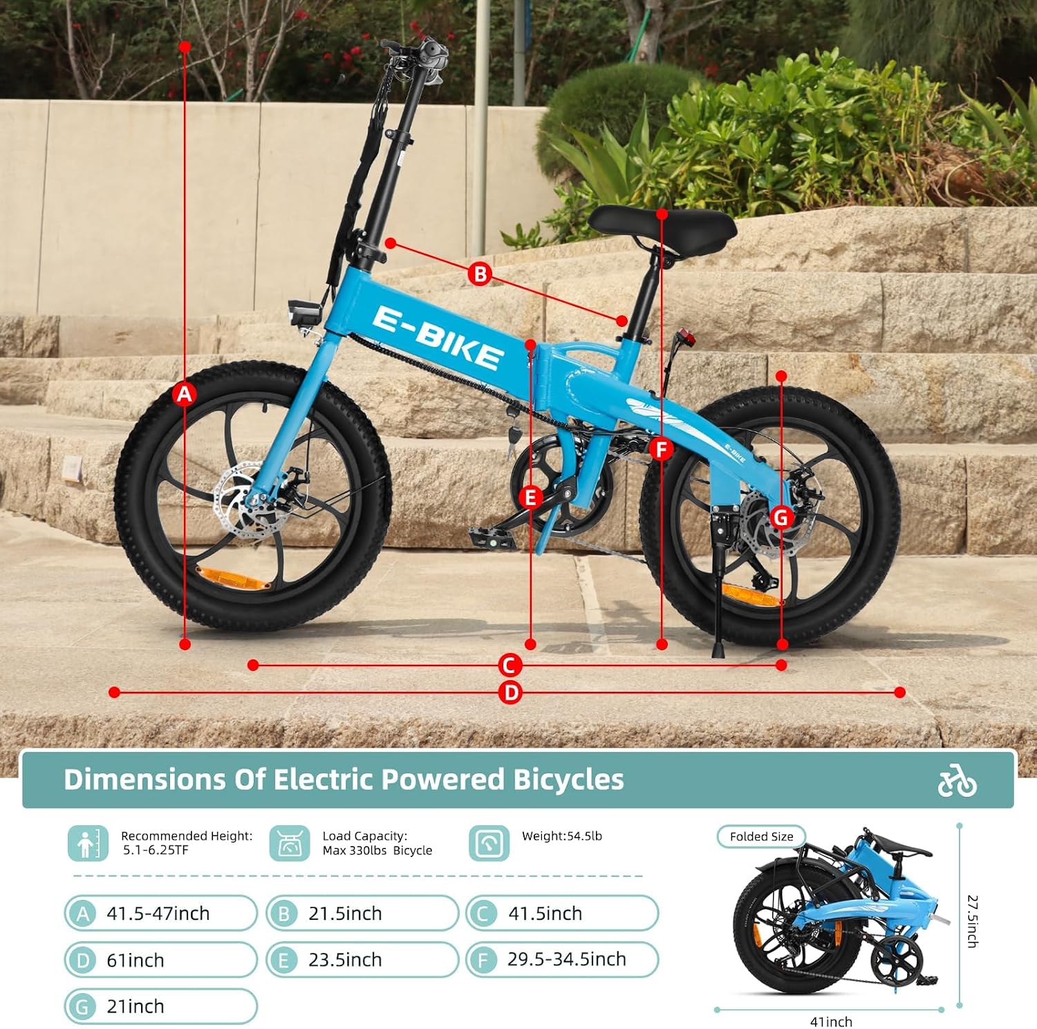 Axiniu 20' Folding Electric Bike丨850W Electric Bikes for Adults丨48V 13Ah Portable Battery丨48.5Lbs Lightweight Folding E-Bike丨60 Miles Range丨25mph Speed - Class 2 Fat TIre Ebike