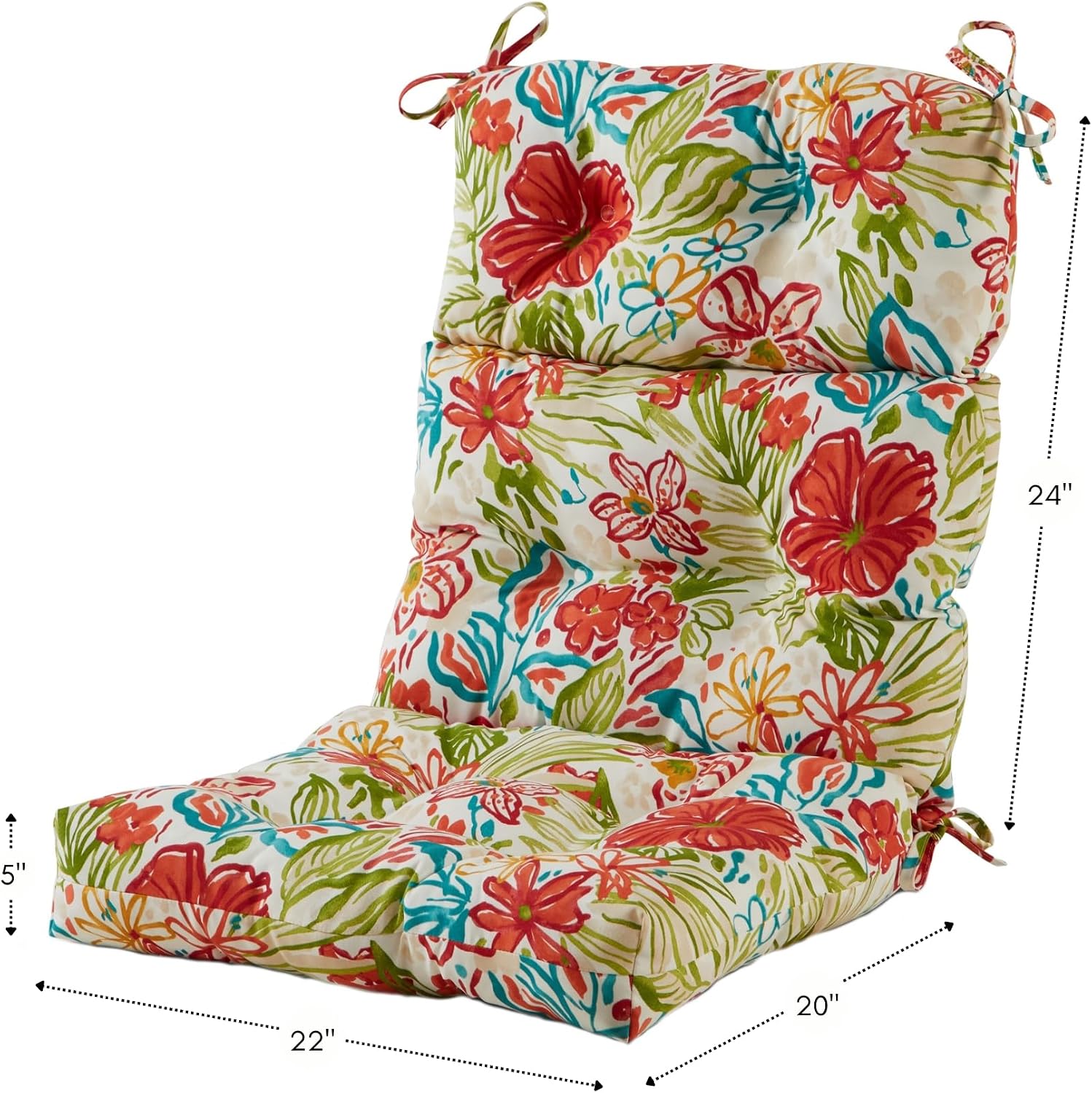 Greendale Home Fashions Outdoor 44x22-inch High Back Chair Cushions (Set of 2), Garden Floral