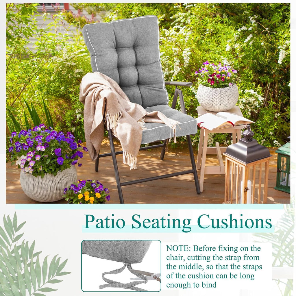 Juexica 4 Sets Outdoor Patio Cushions High Back Outdoor Chair Cushions Rocking Cushion Patio Fastness Chair Pads with Ties for Seasonal Indoor Home Office(Light Gray,19 x 19 x 4)