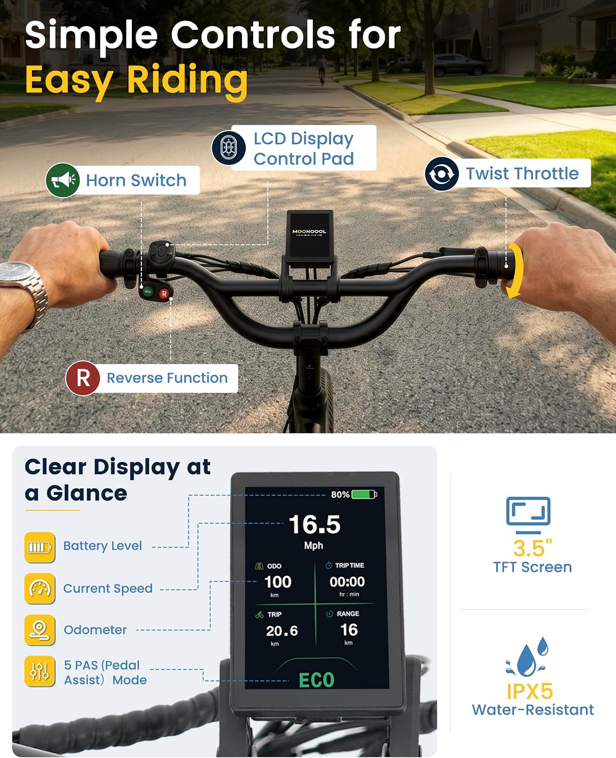 MOONCOOL Electric Trike for Adults, 500W/750W 48V Electric Tricycle for Adults, 20'x3.0' Fat Tire 3 Wheel Electric Bike, Folding Aluminum Adult Tricycle with Removable Battery