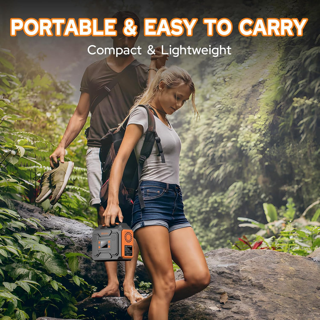 Portable Solar Generator with Panel, 300W Power Station with Foldable Solar Panel 40W, 110V AC Outlet 100W Camping Portable Solar Power Bank Battery Pack for Home Use RV Outdoor Laptop Power Outage