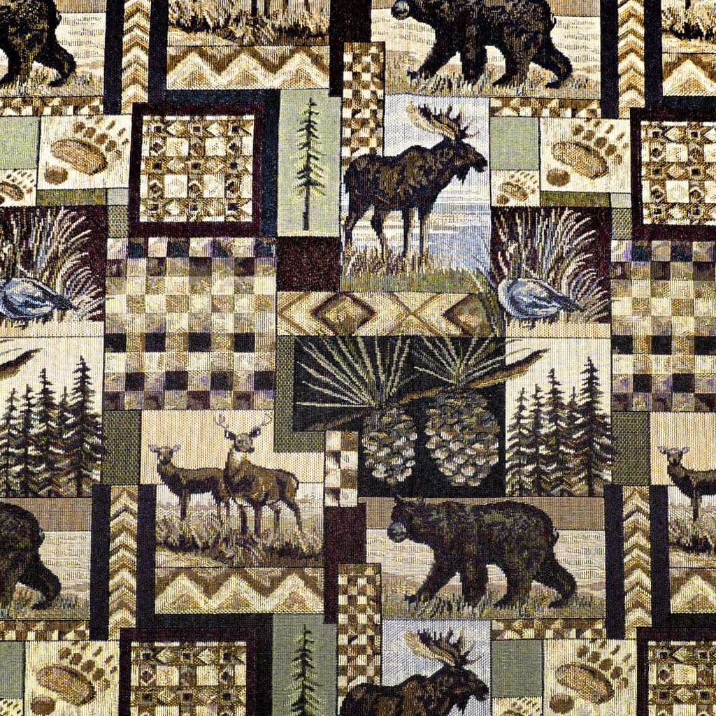 Peters Cabin Rocking Chair Cushions with Ties - Size Extra-Large - Latex Foam Fill Cushion - Woodlands Rustic Lodge & Lake House Décor (Bear, Moose, Deer, Pine Cones, Waterfowl)
