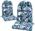 LVTXIII Outdoor Adirondack Chair Cushions, 44x19x4 Inch Non-Slip High Back Rocking Chair Cushion, Tufted Seat Cushion for Patio Furniture, Set of 2, Leaves Ink Blue