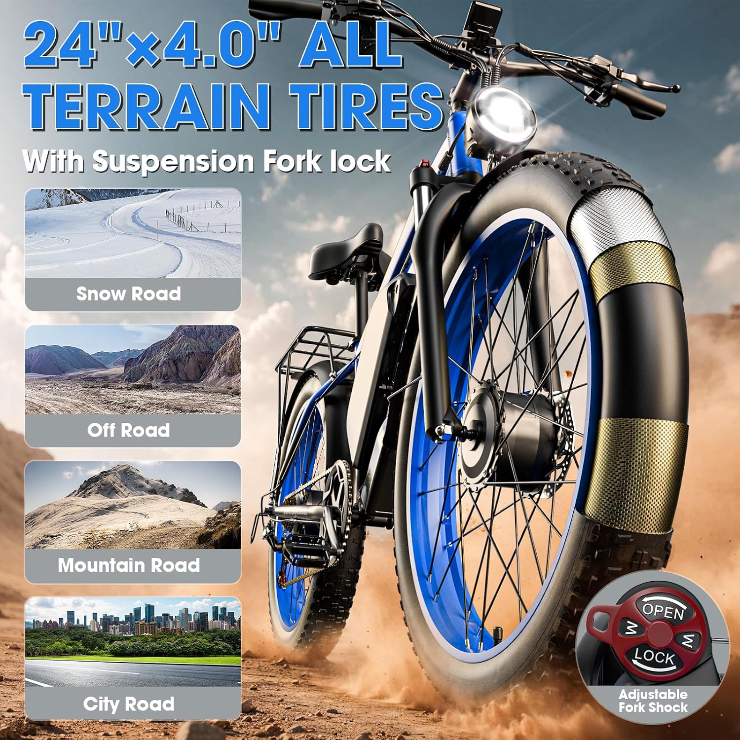 6000W Peak Dual Motor Electric Bike for Adults, 24' Fat Tire Ebikes 52V 32AH, Fast 45 MPH, 100 Miles Long Range, Hydraulic Brake, Pedal Assist Electric Bicycle for Off-Road Mountain Snow Commuter