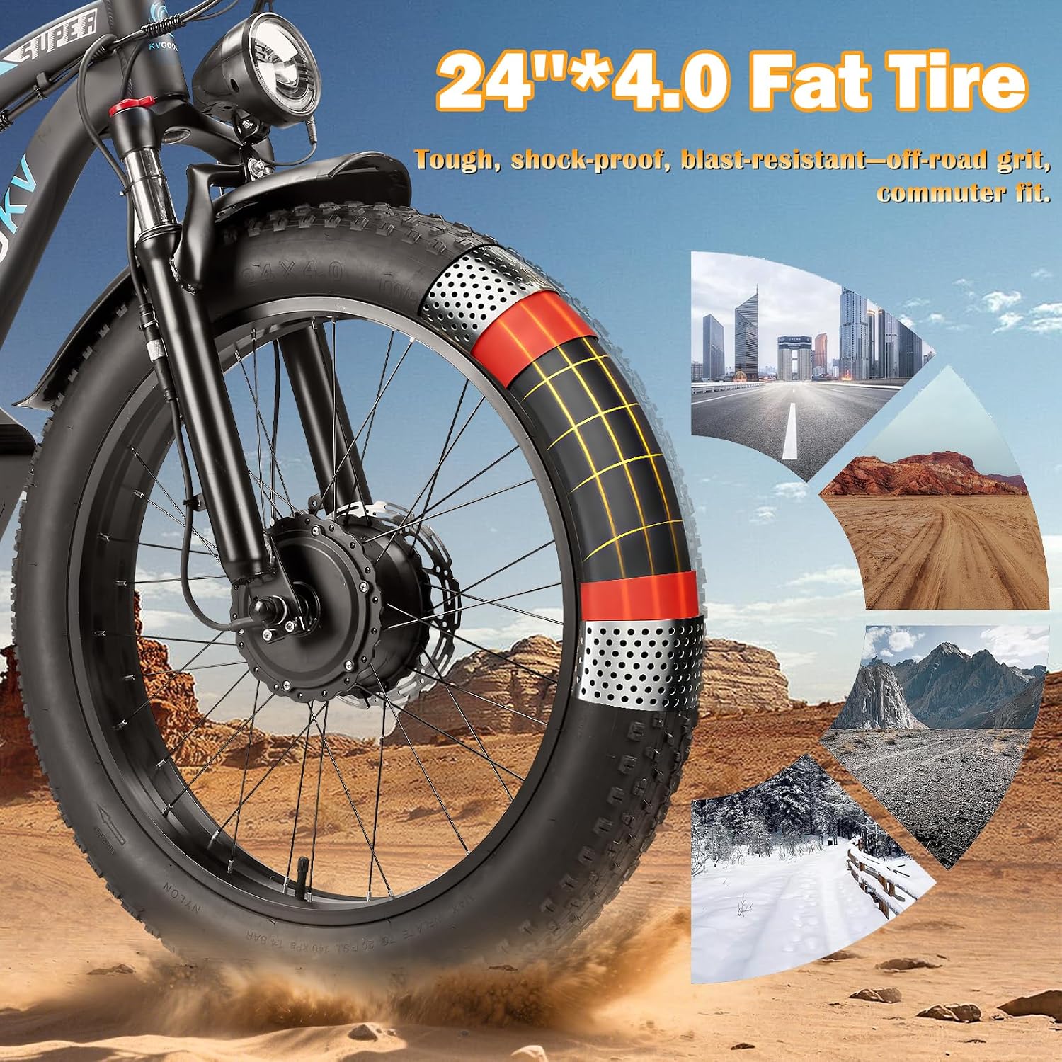 8000W Dual Motor Ebike for Adults,58V Max 34Ah Fast Electric Bike to 42-47MPH,1856Wh Battery Up to 105 Miles,24' Fat Tire Lockable Suspension Electric Bicycle for Snow Off-Road Mountain