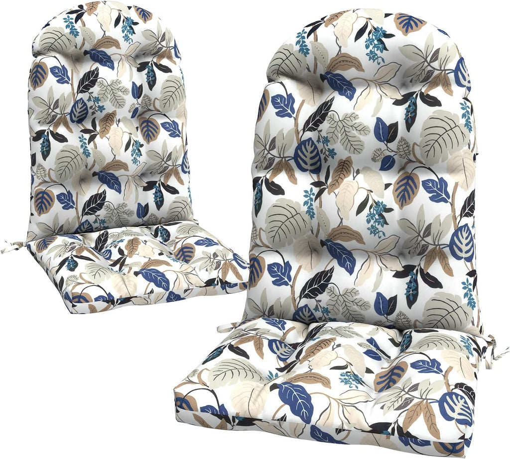 LVTXIII Outdoor Adirondack Chair Cushions, 44x19x4 Inch Non-Slip High Back Rocking Chair Cushion, Tufted Seat Cushion for Patio Furniture, Set of 2, Breeze Leaves Beige