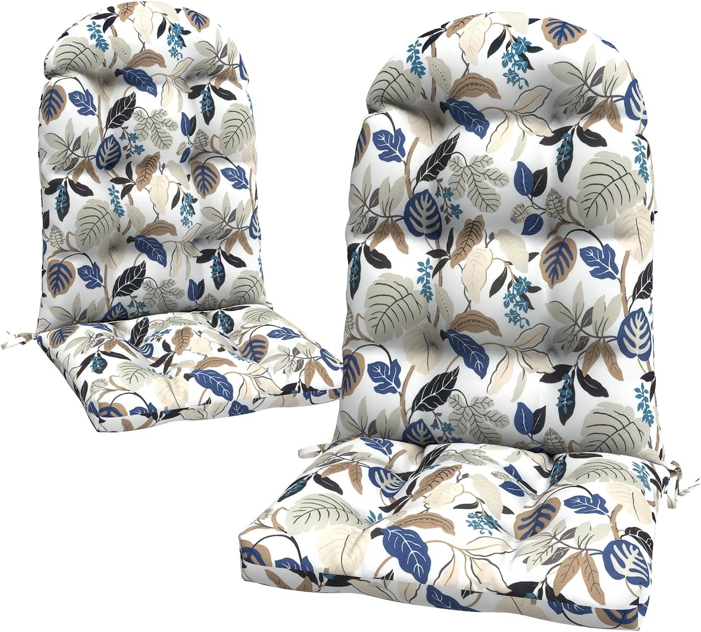 LVTXIII Outdoor Adirondack Chair Cushions, 44x19x4 Inch Non-Slip High Back Rocking Chair Cushion, Tufted Seat Cushion for Patio Furniture, Set of 2, Breeze Leaves Beige