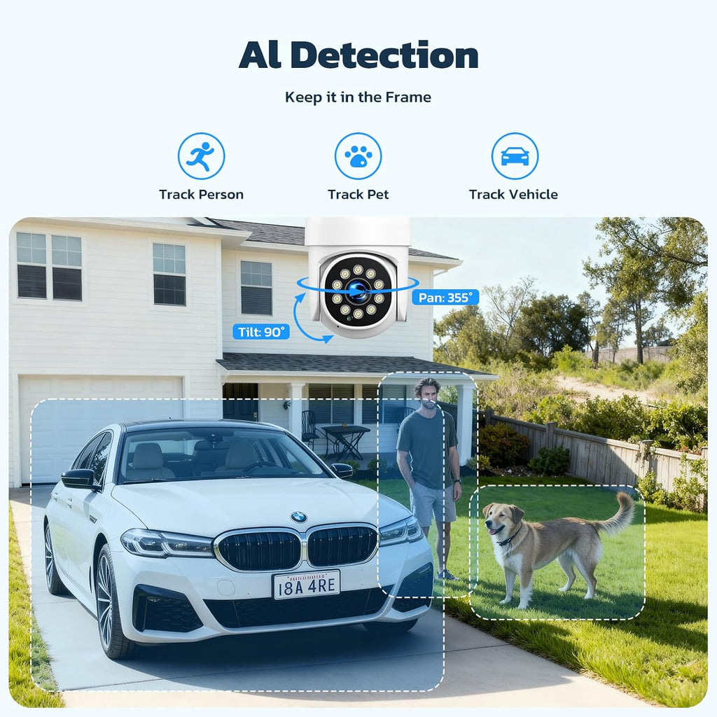 CAMCAMP Wireless Security Camera System,Color Night Vision Wireless Security Camera Outdoor with Auto Tracking,Up to 10CH,360° PTZ,2-Way Audio,2.4/5GHz WiFi, for Home & Business Surveillance Kits