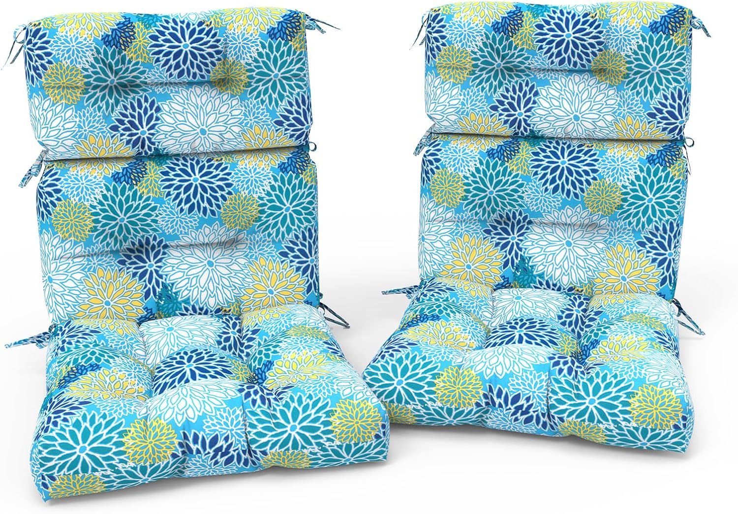 Outdoor High Back Patio Chair Cushions, Tufted Rocking Chair Cushions, Adirondack Cushions for Garden Porch Home Office Chairs Use, 44' x 22' x 4', 2 Pack, Dahlia Blue
