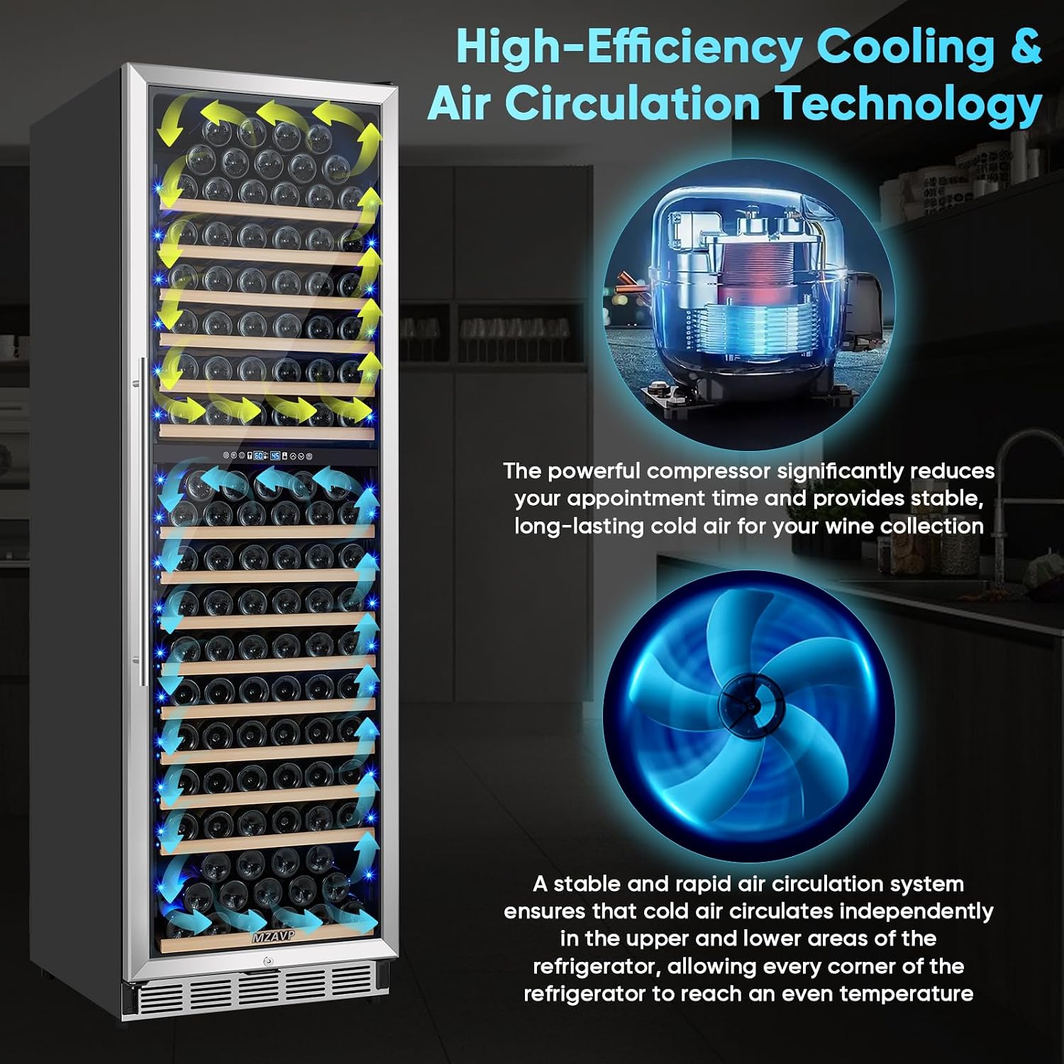200 Bottle Wine Fridge Dual Zone, 24 Inch Wine Cooler Refrigerator Freestanding or Built-in, Professional Wine Cellar with Advanced Temperature Control and Compressor Cooling, Quiet Operation