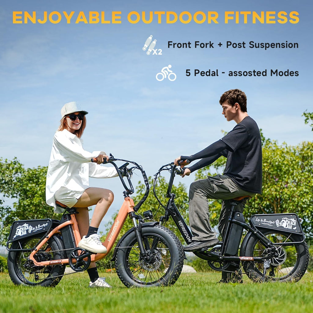 VEFREEDOM 1500W Motor Electric Bike for Adults 80 Miles 30MPH Ebike 20' x 4 Fat Tire 48V 20Ah Removable Battery Mountain E Bike Commuter Front Suspension Bicycles Men Women