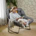 Grand patio Rocking Chair Indoor with Thick Cushion, Oversized Metal Papasan Rocking Chair for Living Room