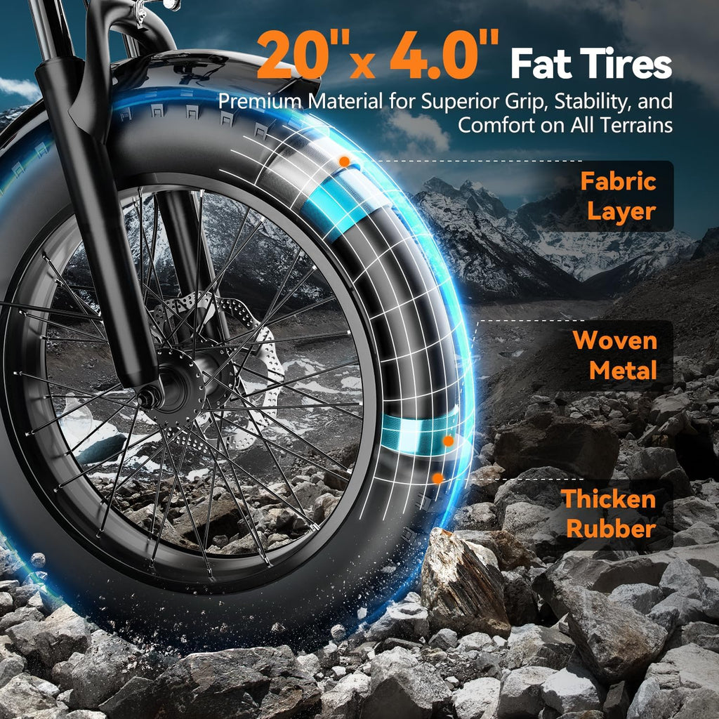 VEFREEDOM 1500W Motor Electric Bike for Adults 80 Miles 30MPH Ebike 20' x 4 Fat Tire 48V 20Ah Removable Battery Mountain E Bike Commuter Front Suspension Bicycles Men Women
